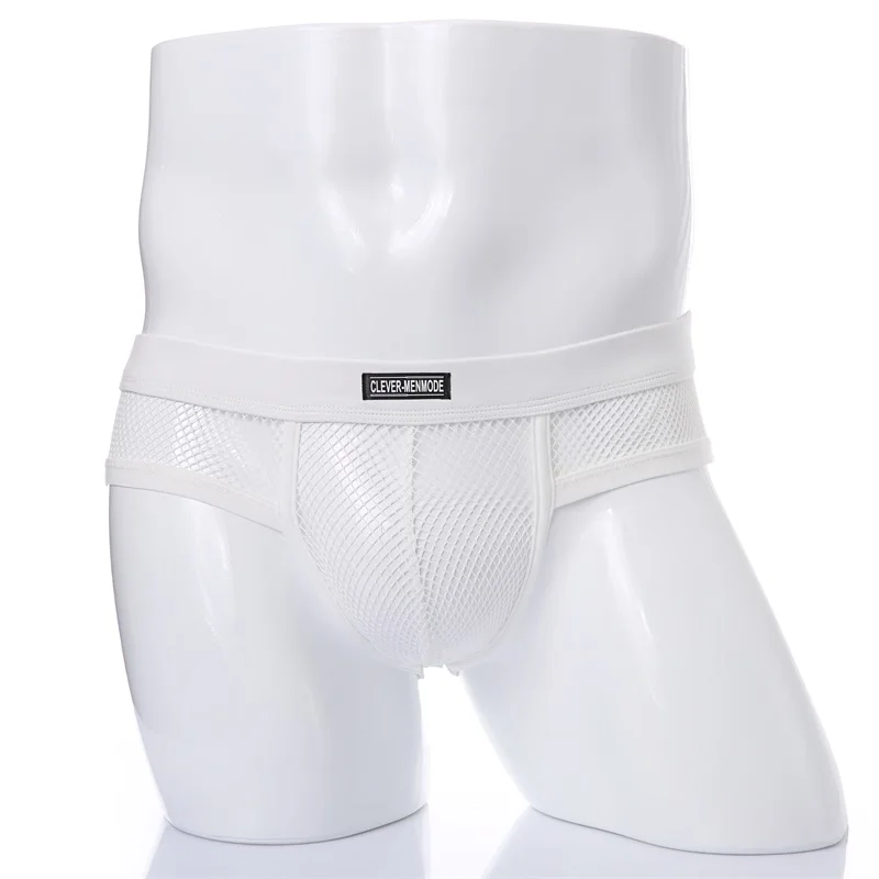 CLEVER-MENMODE-ropa interior de malla transparente para hombre, calzoncillos sexys de tiro bajo con bolsa para pene, cueca