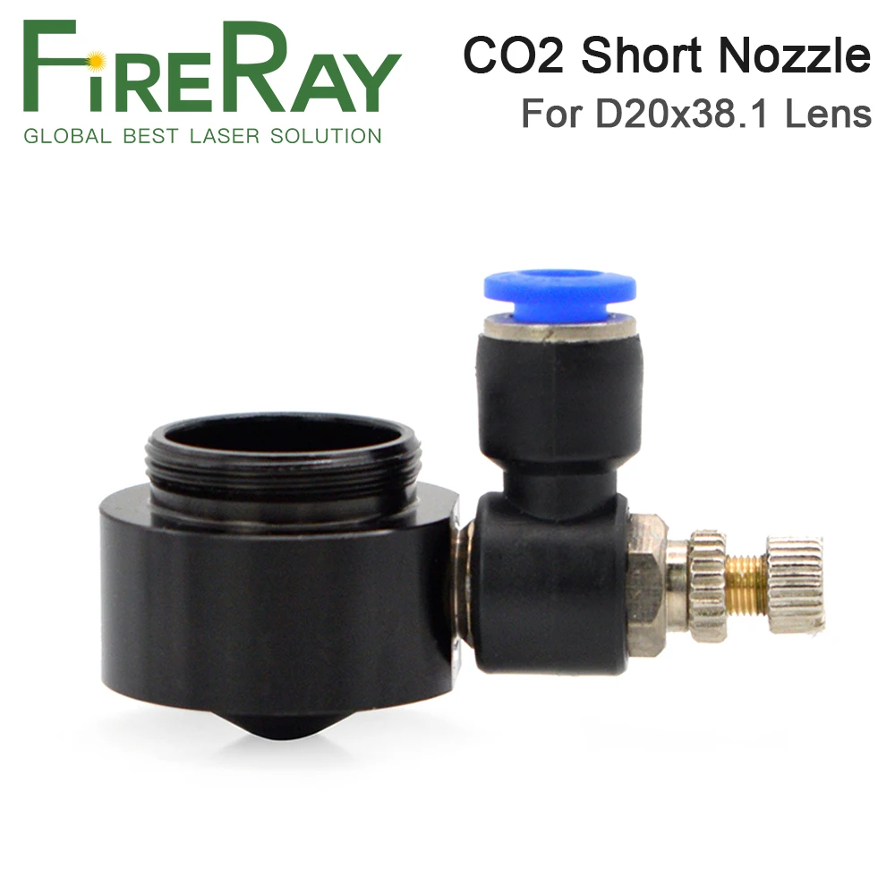 FireRay Air Nozzle for Dia.20 FL38.1mm Focus Lens Co2 Short Nozzle with Fitting for Laser Head at CO2 Laser Cutting Machine