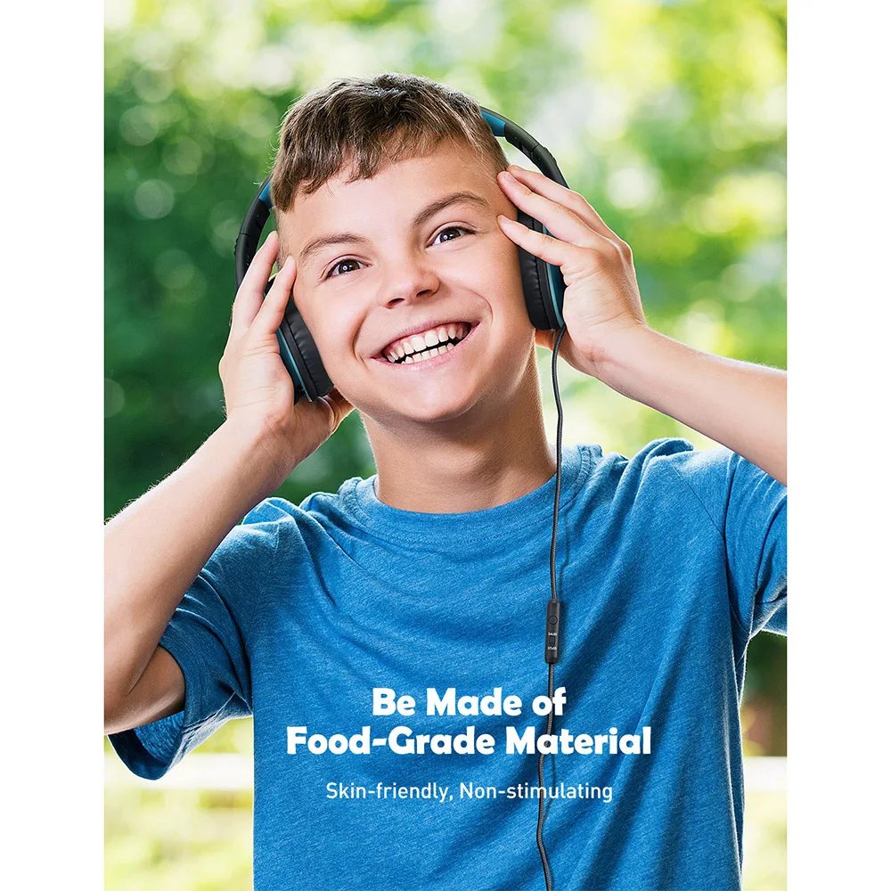 Mpow CH6S Wired Headphones For Kids With Microphone Max 85dB Food Grade Material Over-Ear Kids Headphones For iPad Kindle Phones