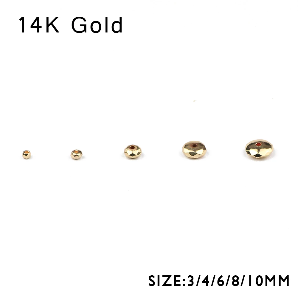 14 Gold Color Faceted Hematite beads Natural Stone 3/4/6/8/10mm Flat Round Spacer Loose beads for Jewelry Making bracelets DIY