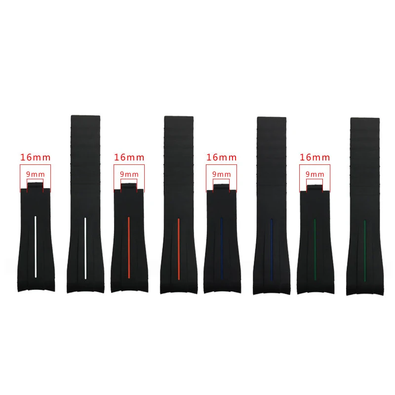 20mm 21mm High quality Rubber watch strap for Rolex wristband black blue curved end waterproof silicon watches band bracelet