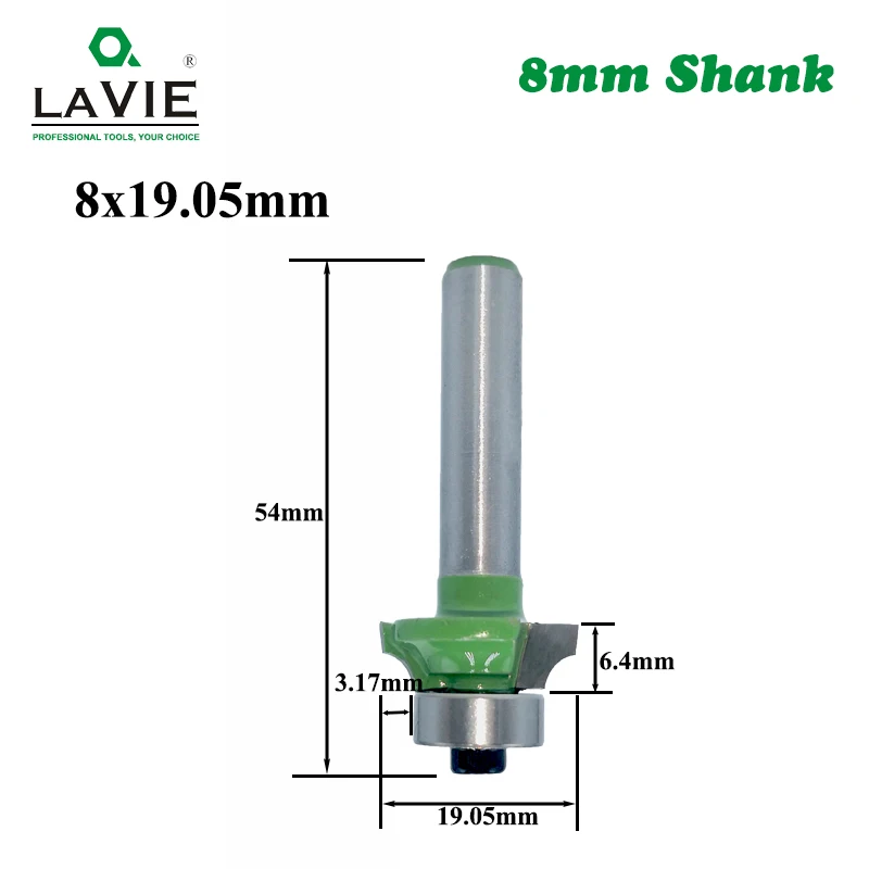 LAVIE 1pc 8 millimetri Angolo Rotonda Su Router Bit con Cuscinetto per il Legno Lavorazione Del Legno Strumento di Carburo di Tungsteno Fresa