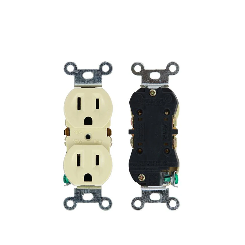 Double-connected Socket American standard 15A Wall Plugs Red hospital socket Gold Plastic Panel Electrical Home Improvement