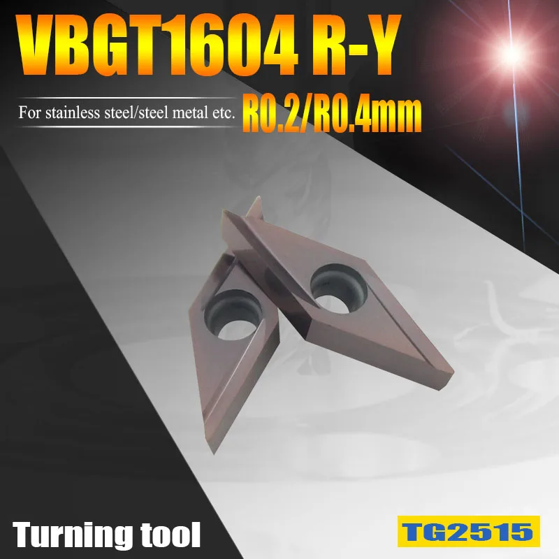 10pcs VBGT110302R-Y Lathe Turning Tools Hard Alloy Carbide Inserts VBGT110304R-Y for 201/202/303/304 Stainless steel, 45# Steel