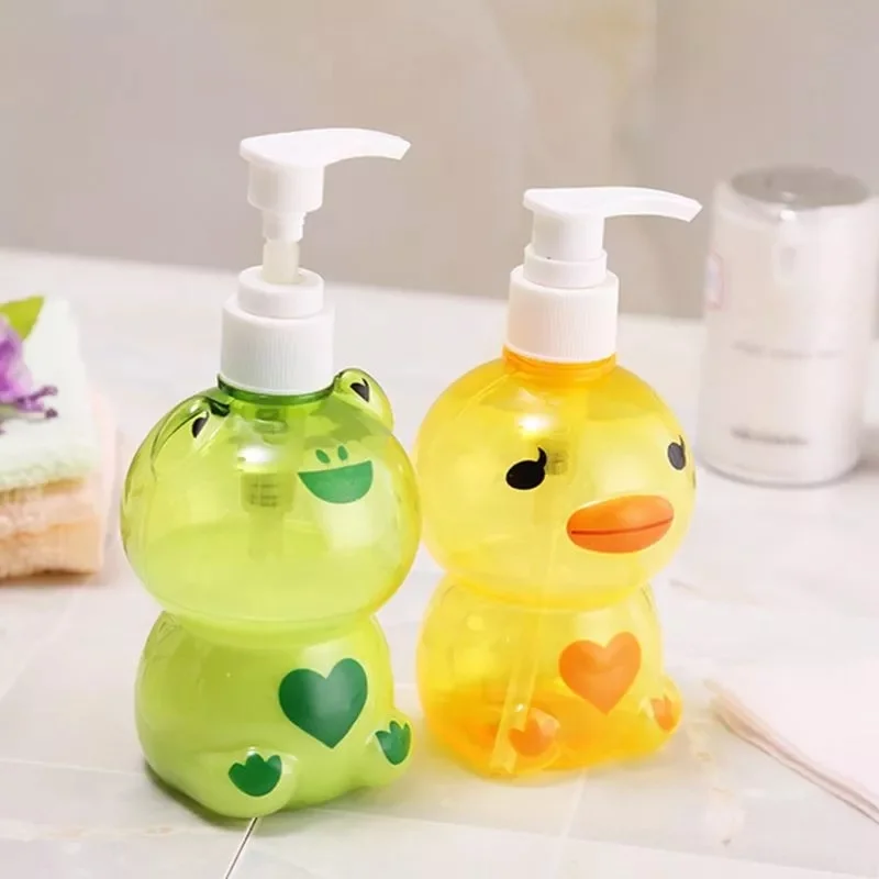 250ml Empty Pump Bottle Portable Soap Dispenser Child Cute Animal Frog/Duck Shape Press Type Split Shampoo Shower Container