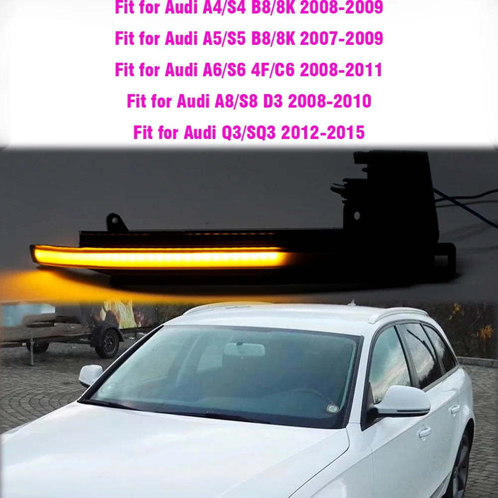 For Audi A3 8P A4 A5 B8 Q3 A6 C6 S6 SQ3 A8 D3 Scroll LED Dynamic Turn Signal Light Side Mirror Flashing Light Repeater Blinker