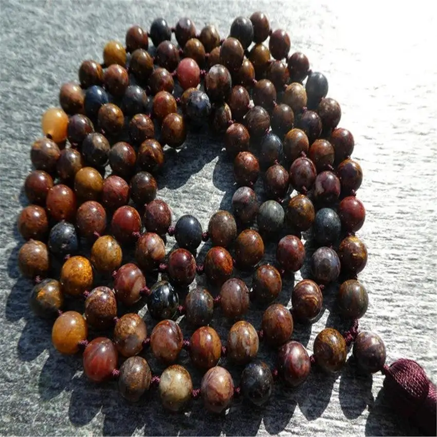 

6mm Picasso Gemstone 108 Beads Tassel Mala Necklace Mala Lucky Healing Spirituality Meditation Buddhism Yoga Prayer