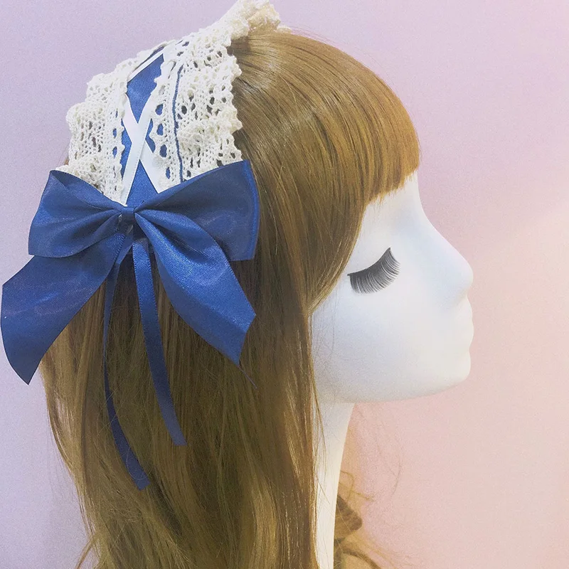 Aro para el pelo de Cosplay para niña, diadema encantadora de sirvienta de Anime, tocado de flores de encaje Lolita, accesorios para el cabello hechos a mano para regalo