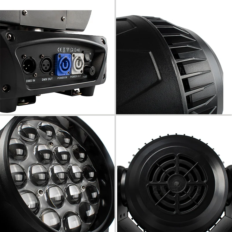 Imagem -03 - Shehds 19x15w Led Movendo a Cabeça Rgbw Feixe de Luz Lavagem para dj Discoteca Festa Casamento Círculo Controle Palco Efeito Luz Profissional