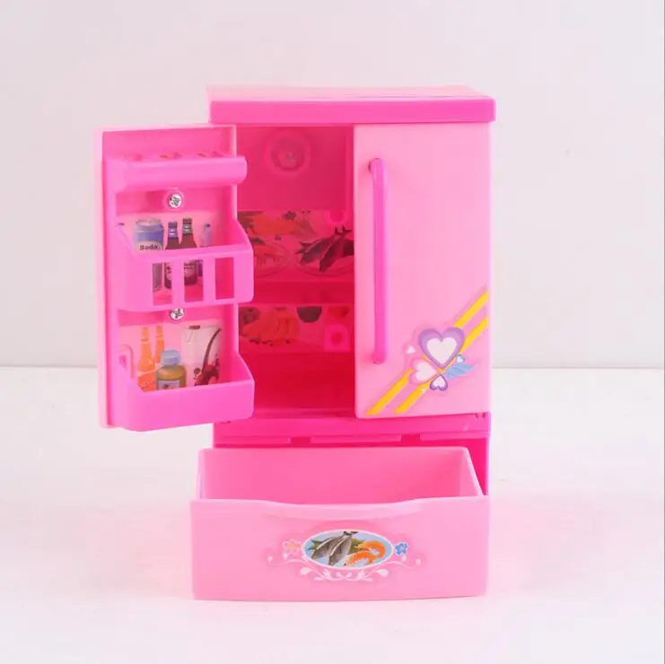 Mini Acessórios Frigorífico Play Set para Barbie Doll, Casa de Sonho Móveis, Cozinha Geladeira, BJD Boneca Acessórios, 1:6, Fashion