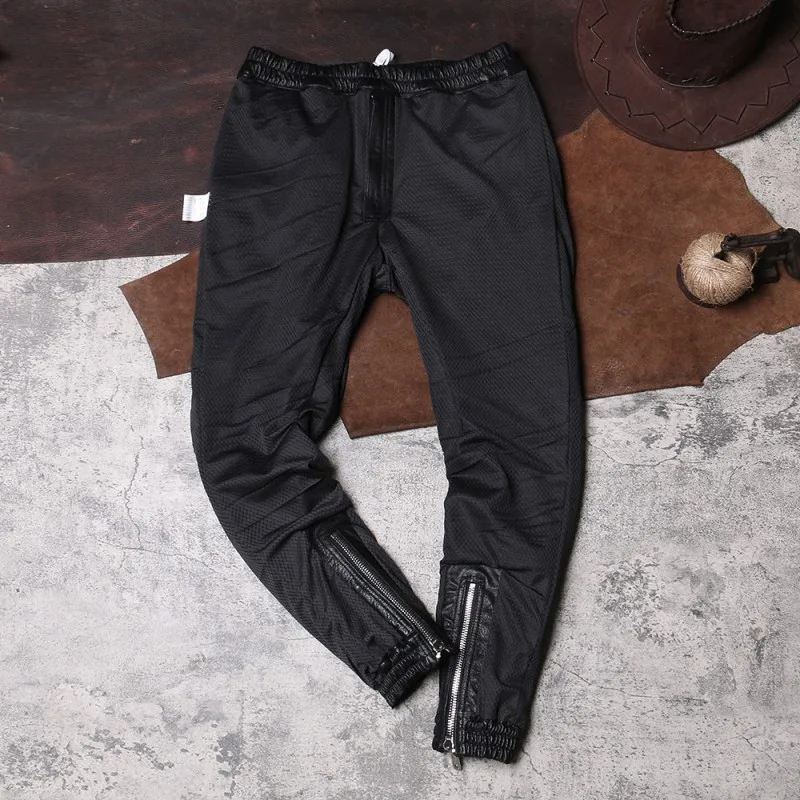 Black High Street Biker Pants Korean Style Spring Autumn New Classic Vintage Mens Solid Fashion Casual Pants Concise