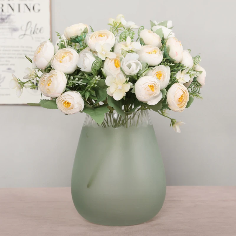 

Artificial Tea Rose Bouquet Silk Rose Hand Holding Flower Tea Flower Bouquet Home Garden Wedding Decoration Artificial Flower