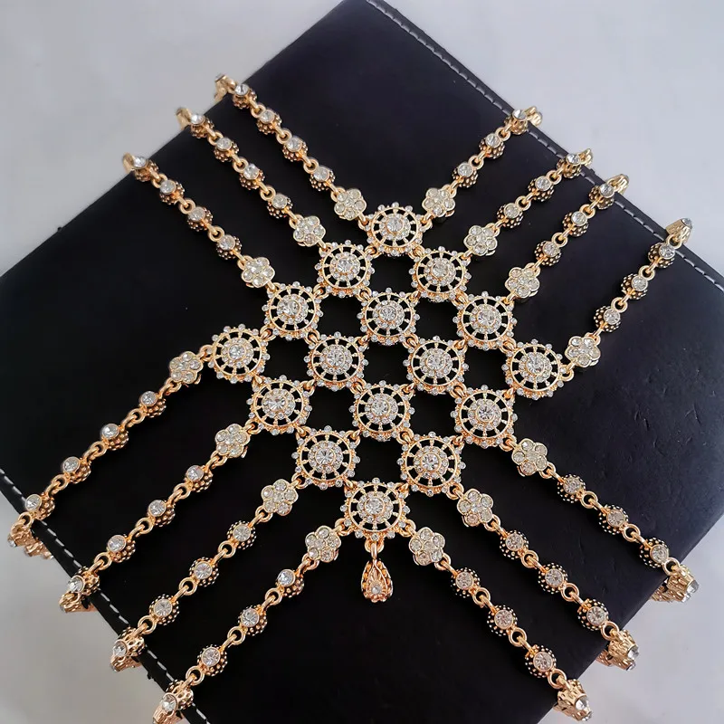 

Arabic wedding brides large size Hair chain Headdress Algerian vintage metal hair jewelry Luxury zircon jewelry
