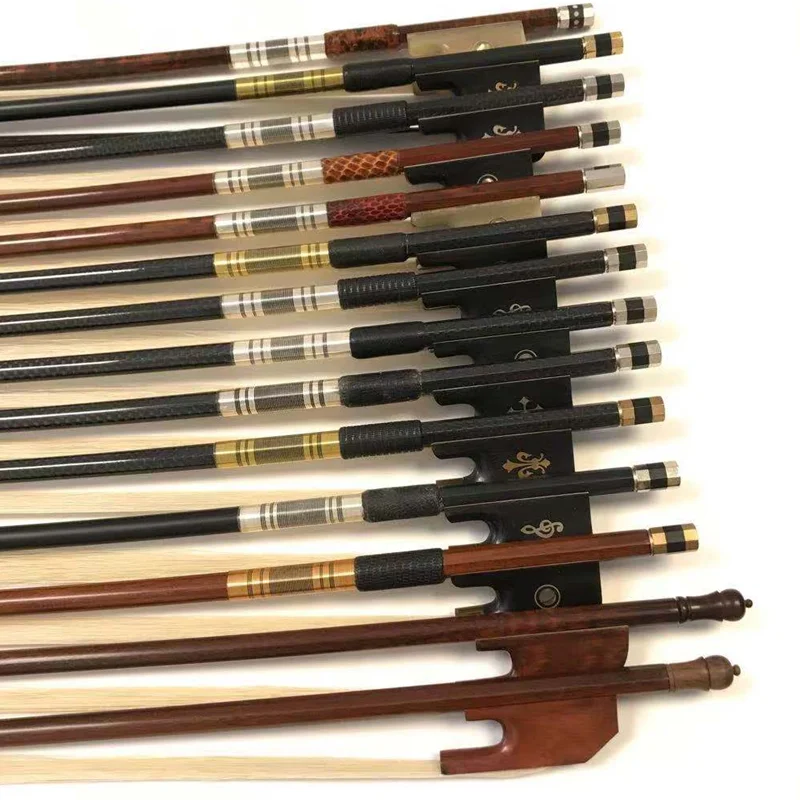 1pcs 4/4 cello bow black Grid plaid  carbon Fiber/snakewood/baroquestyle round Stick cello bow,Siberian horsetail horsehair