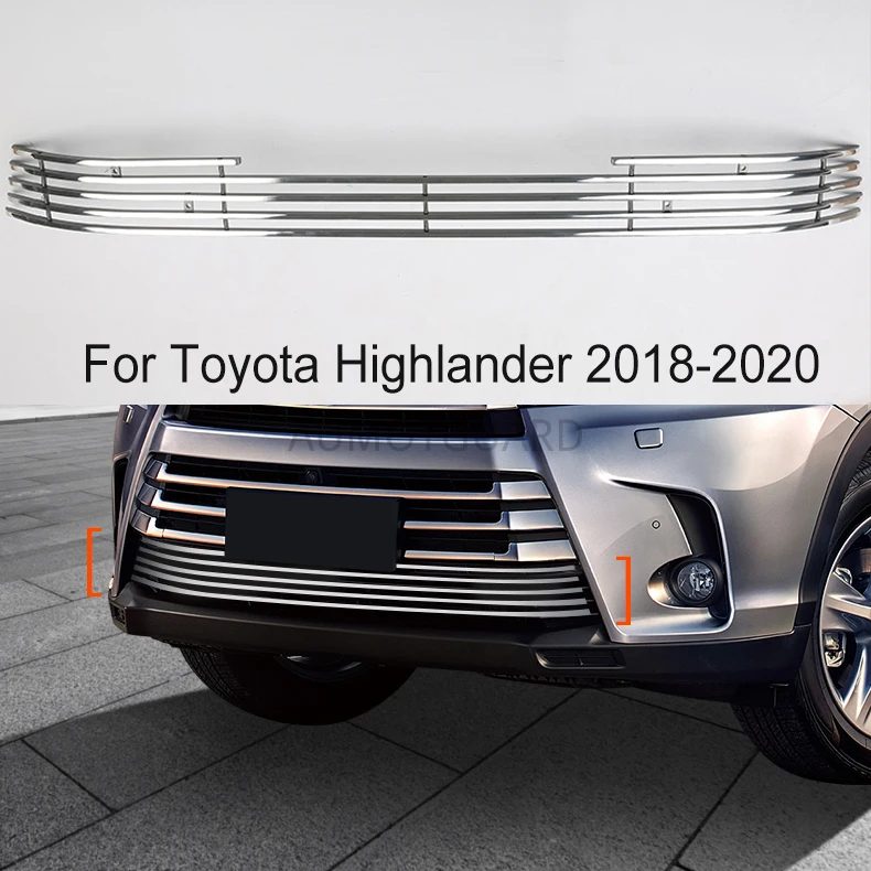 

Stainless Steel Front Grille Around Trim Racing Grills Trim For Toyota Highlander 2018 20219 2020 Car Styling