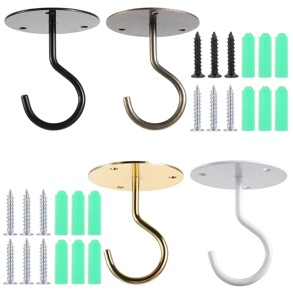 1 Set Metal Wall Mounted Ceiling Hooks Hanging Basket Hooks Plants Lanterns Flower Pots Lights Home Decor Tools For Outdoor