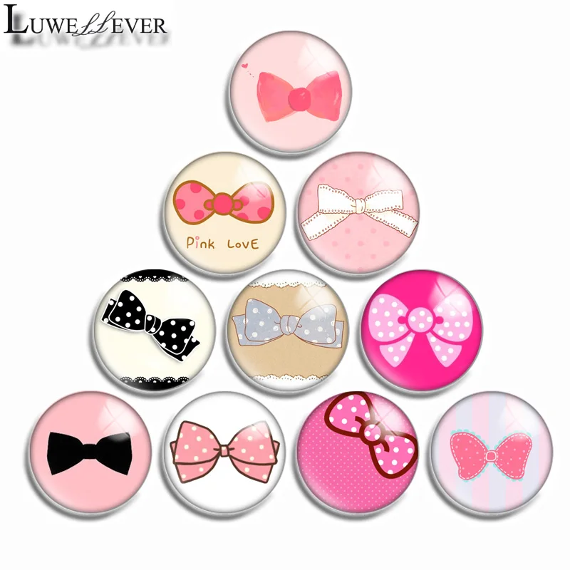 12mm 10mm 16mm 20mm 25mm 30mm 530 Bow Mix Round Glass Cabochon Jewelry Finding 18mm Snap Button Charm Bracelet