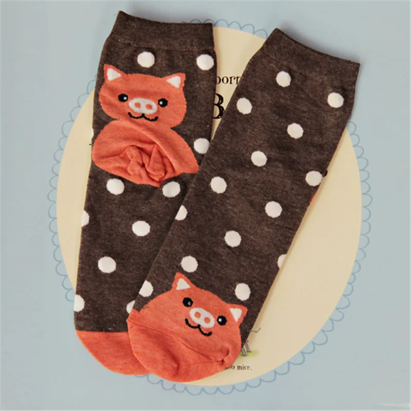 Korean Style Women Animal Cotton Socks Autumn Winter Colorful Cartoon Bear Tiger Penguin Cat Face Female Ladies Lovely Sock