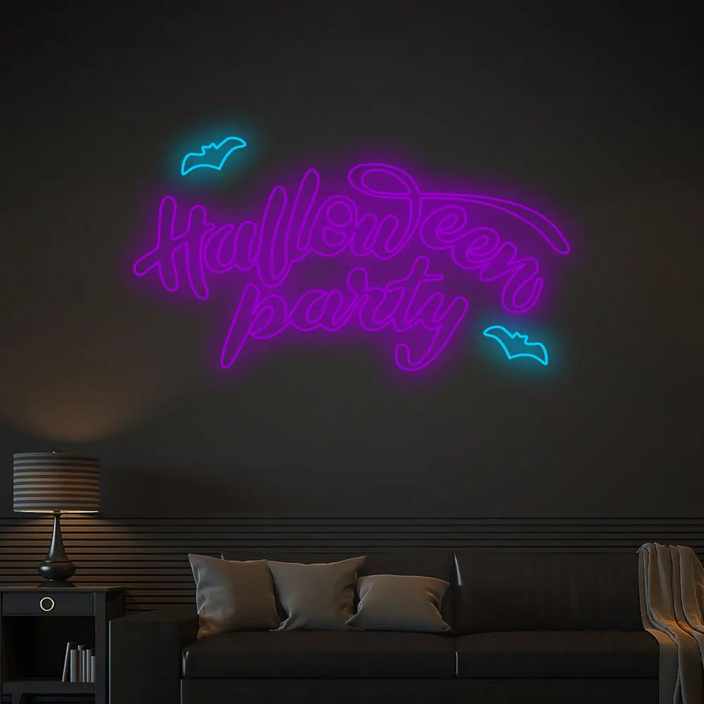 Halloween Party Custom Neon SignHappy Halloween Holiday Decoration Acrylic Panel 12V Led Lighting