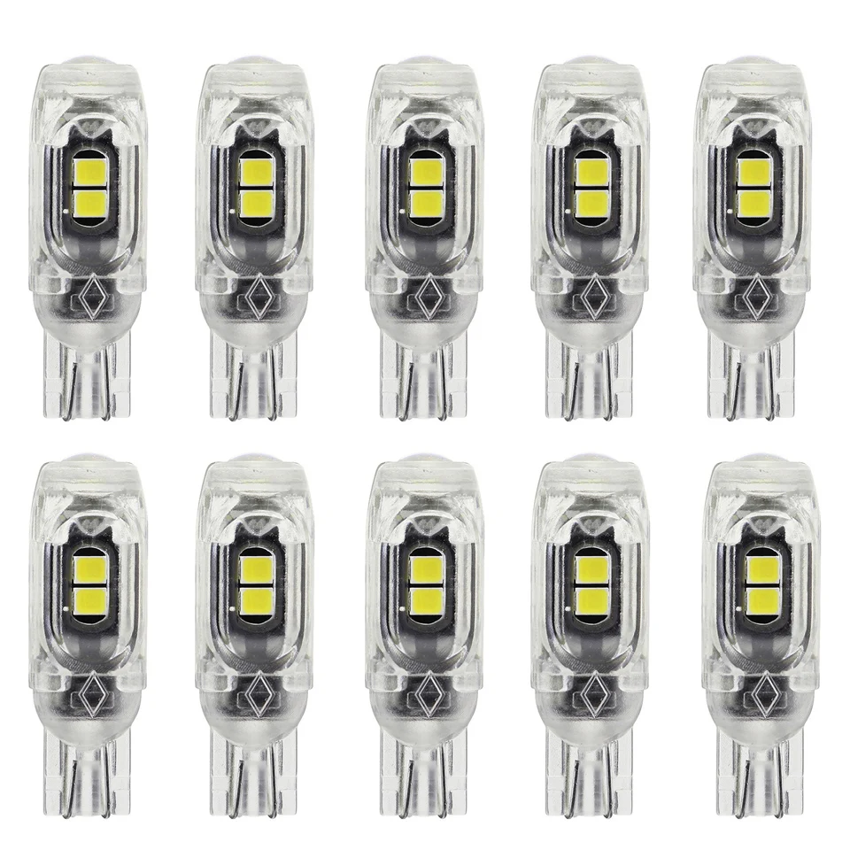 

10x T10 LED W5W Super bright Polarity Free Plastic Protect smd Car Interior Light Read Door License Plate Wedge Lamp 12V White