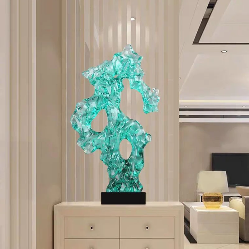 Modern resin simple sculpture, color transparent ornaments, office furnishings, home furnishings, porch furnishings, handicrafts