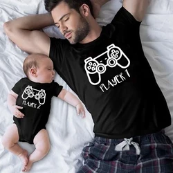 Funny Player 1 2 Baby Daddy Family Matching Clothes Pregnancy Announcement Family Look T Shirt Baby Dad Matching Clothes