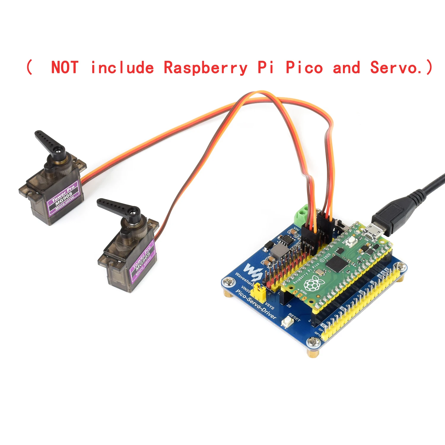 Escudo del módulo del controlador del servomotor de 16 canales para RPI Raspberry Pi PICO 2 W RP2040 RP2350 Placa de expansión HAT