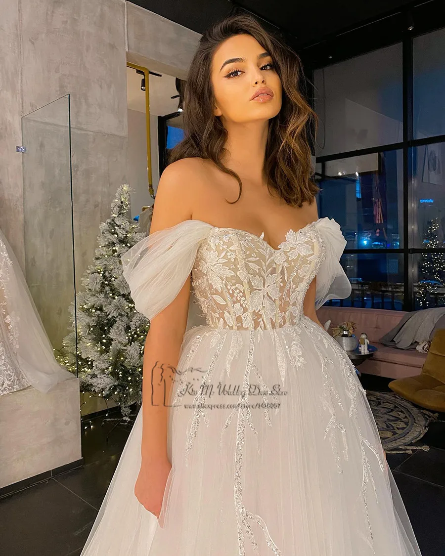 Vestido de Noiva Princesa Vintage Wedding Dress Lace Plus Size Bridal Dresses 2021 Beads off Shoulder Feminine Wedding Gowns