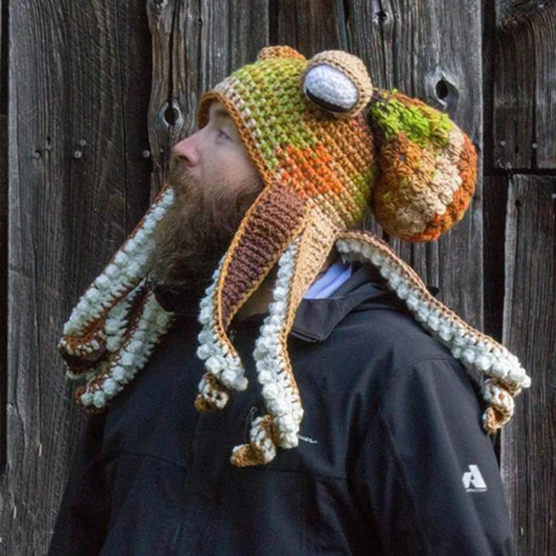 Crochet Octopus Hat Unique Soft Crochet Beanies A Very Good Birthday Christmas Gft For Halloween Costume Cosplay XIN-Shipping