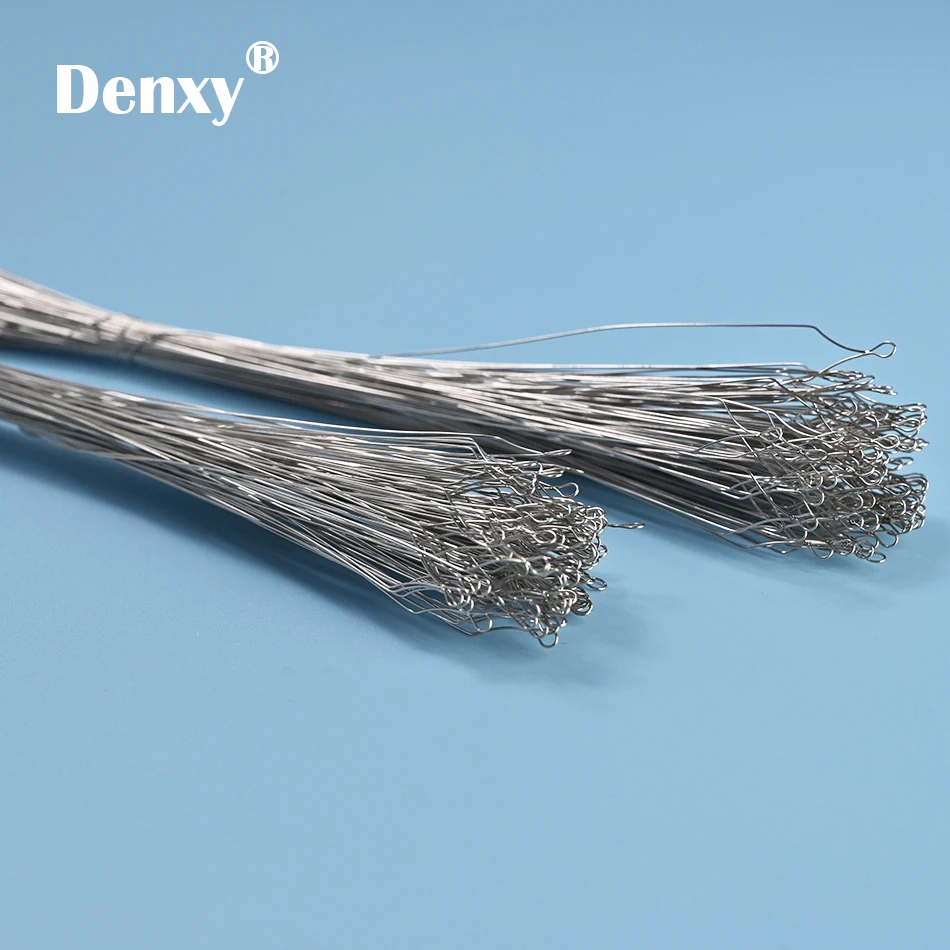 Denxy 500pcs Orthodontic Kobayashi wire Laser Welding Hook Dental Archwire Orthodontic Long ligature wire Dental bracket