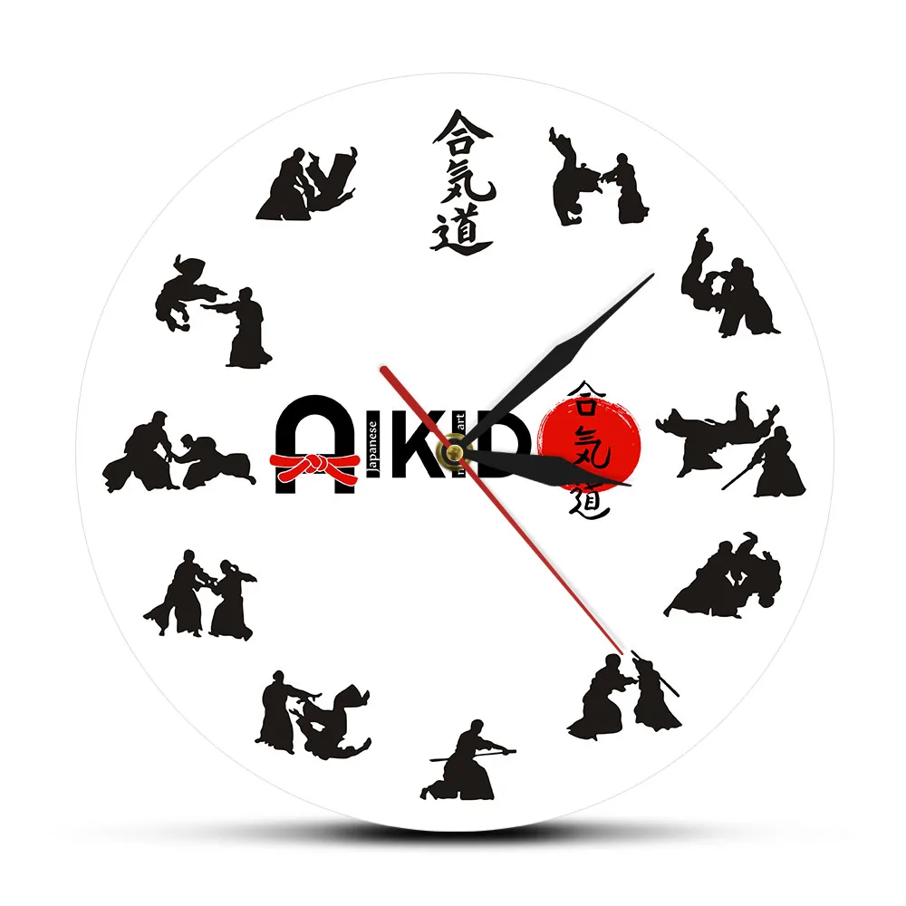 The Seven Virtues Of Bushido Eastern Fight Style Aikido Wall Clock Japanese Martial Art Fighting Sport Dojo Decor Silent Clock