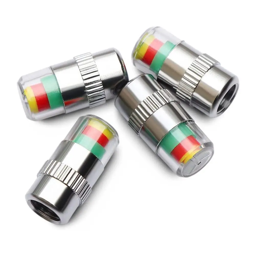 4PCS Tire Pressure 2.4 Bar 32 Psi Monitor Valve Stem Sensor Indicator Air Warning Alert Valve Pressure Alarm Tools Kit