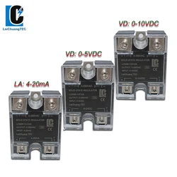 Regulador de voltaje SSR 0-5V 0-10V 4-20mA regulador de voltaje monofásico de estado sólido SSR-1VD/VF/LA10A-120A