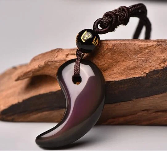 Magatama pendant&necklace, obsidian, energy crystal pendants, ethnic characteristics necklace gifts