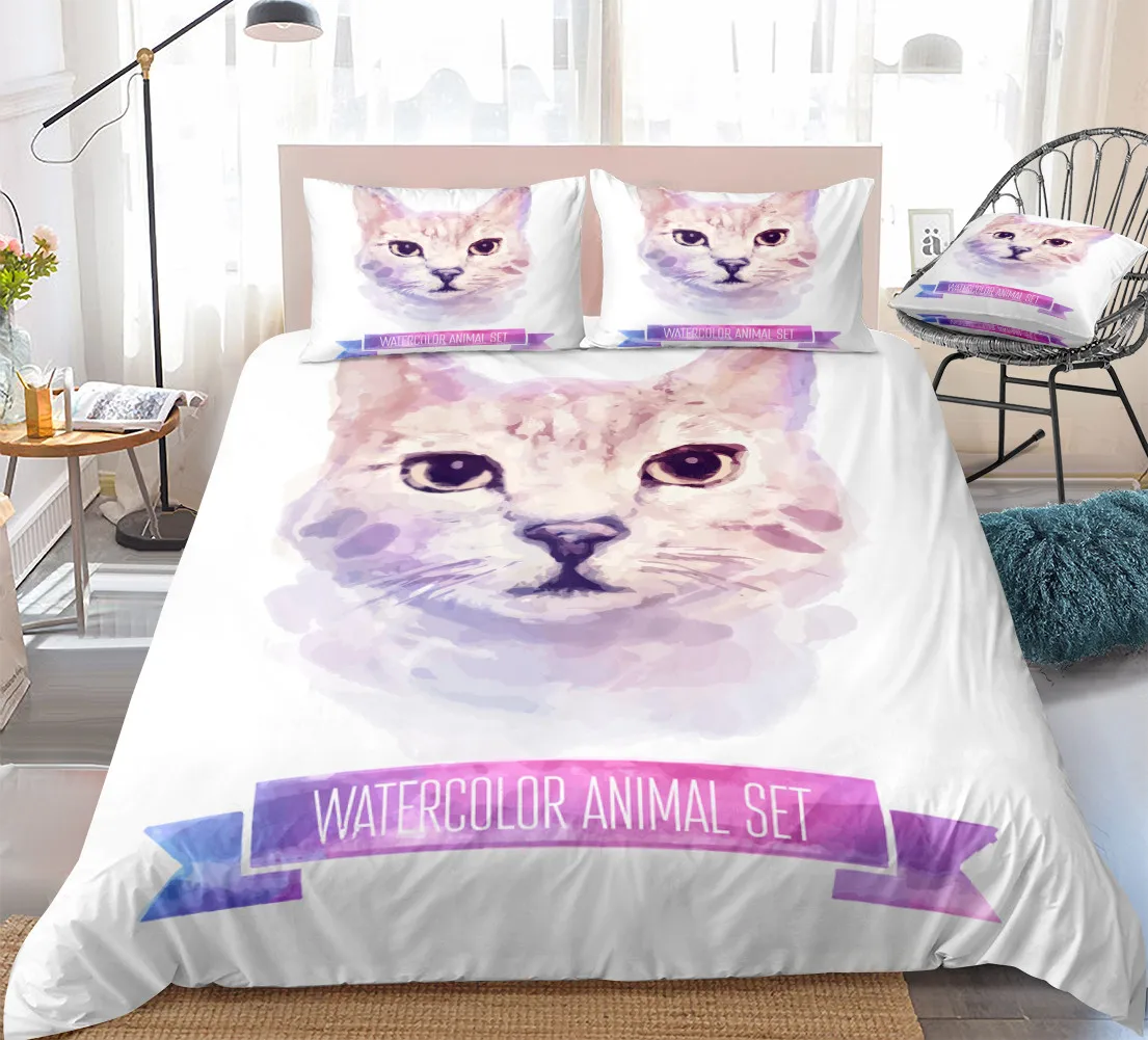 Kids Animal Bedding Set Cat Beds Set kitty Duvet Cover Set Pet Dog Bed Linen Cute Puppy Bedclothes Kids Boys Girls Home Textile