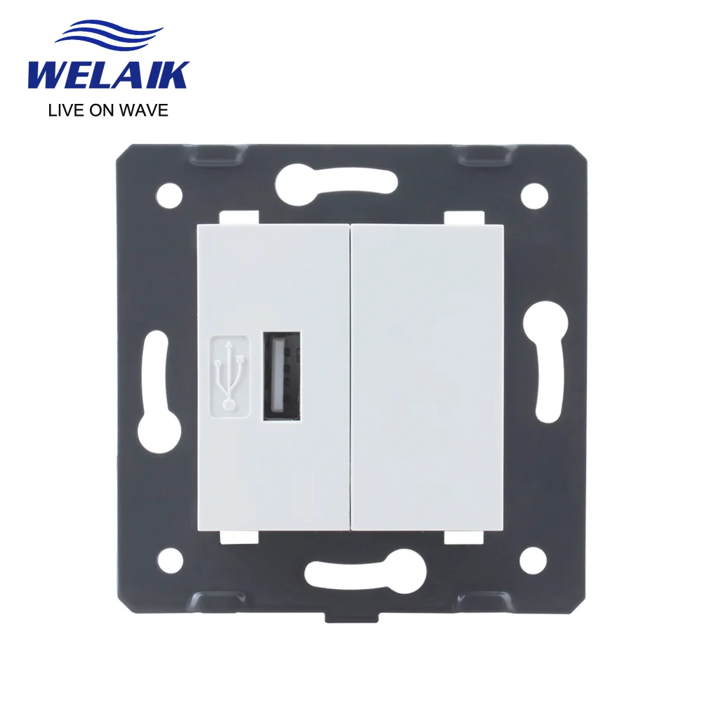 WELAIK EU 5V 2100mA 2.1A Wall USB  Power Module Socket-DIY Parts-Without-Glass Panel-USB Charging-power Supply  A8USW