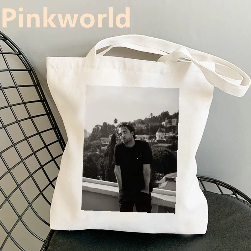 Bolso de hombro con estampado de Robert Pattinson para mujer, bolsa de mano con estampado de Meme, color blanco y negro, a la moda, envío directo