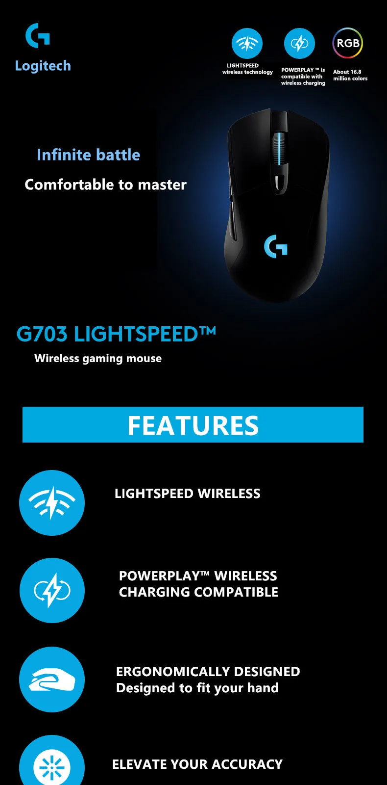 Logitech G703 LIGHTSPEED マウス Amazon.com: Logitech G703 Lightspeed Gaming Mouse with POWERPLAY