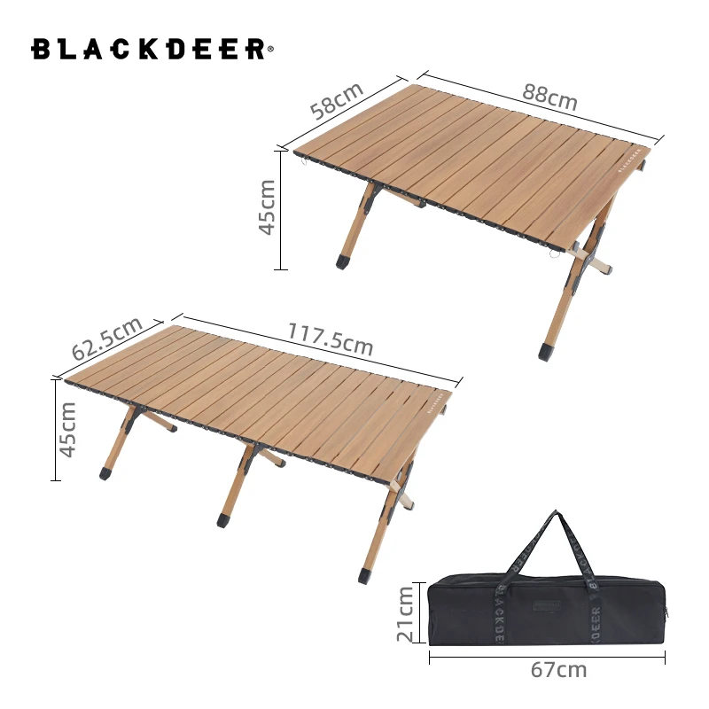 BLACKDEER – Table pliante en Imitation bois, alliage d\'aluminium, pour pique-nique en famille, Camping, 120