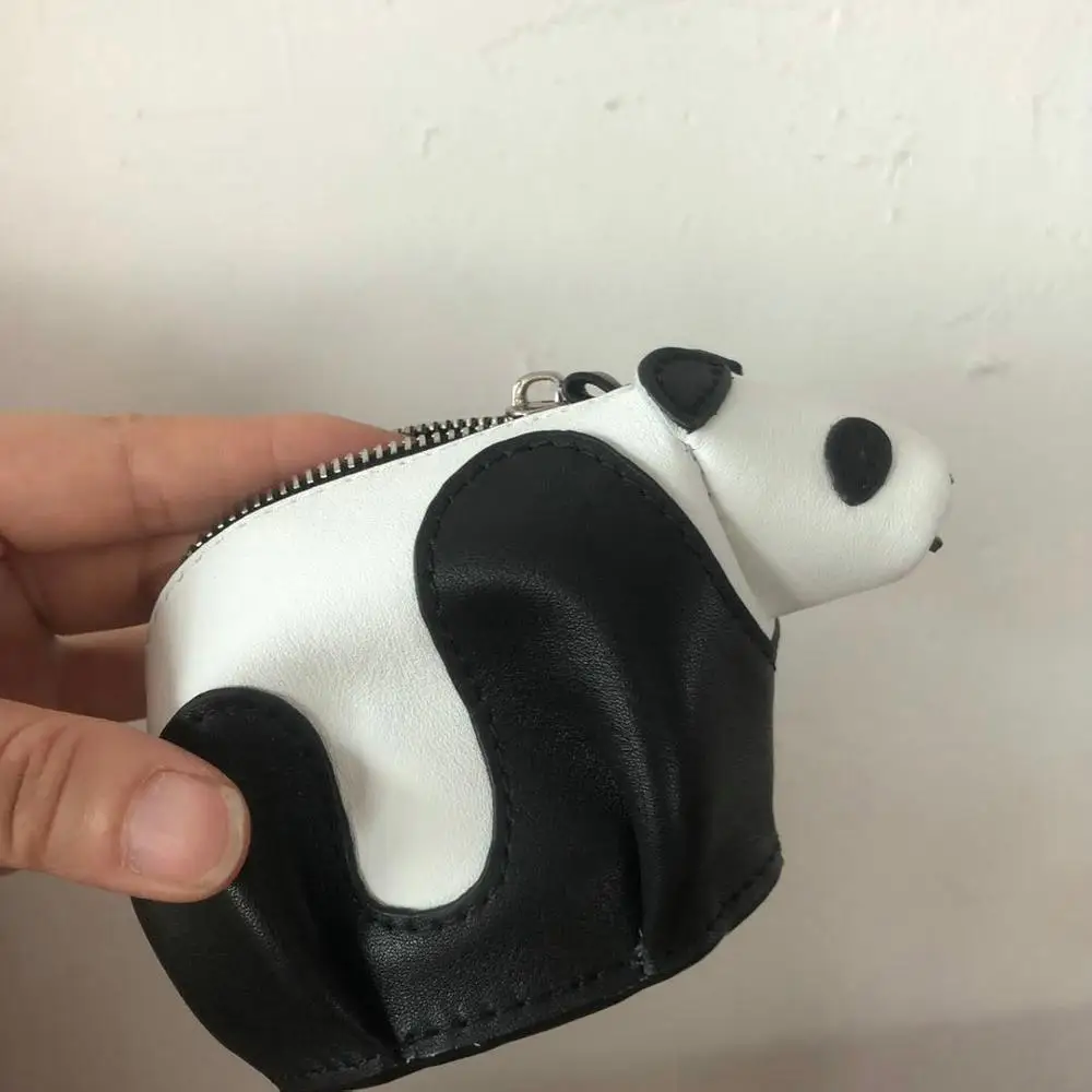 

Genuine Leather Handmade Panda Charme Coin Purse Customize Animal Cute Girl's Mini Crafted Shaped Bag Pendant Monogram