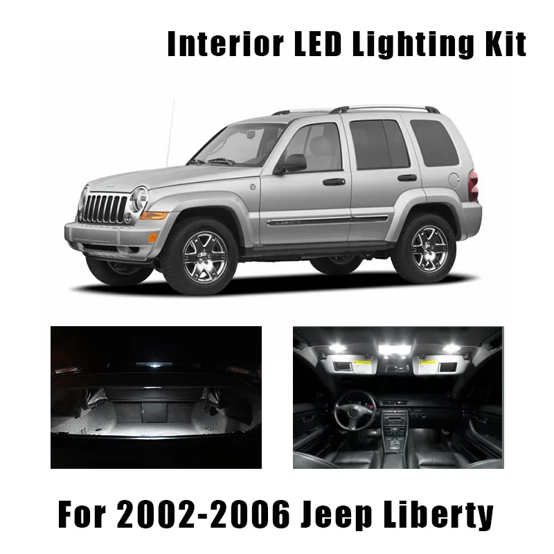 11 Bulbs White Canbus LED Car Map Dome Light Interior Kit Fit For 2002-2004 2005 2006 Jeep Liberty Trunk Door License Plate Lamp