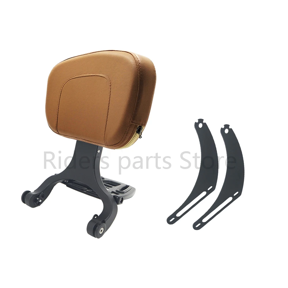 Motorcycle Multi Purpose Driver Passenger Backrest with Folding Luggage Rack Brown For Harley model Street Bob 2018-2022