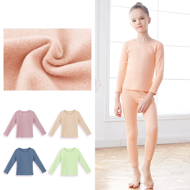 Tracksuit Girls High Technology Thermal Underwear Sets Plus Velvet Thicken Warm Self-heating Undewear Tracksuit Sets