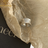 XIYANIKE Silver Color  Wavy Pattern Letters Simple Open Ring Female Unique Design Finger Retro Punk Jewelry Wholesale Gift