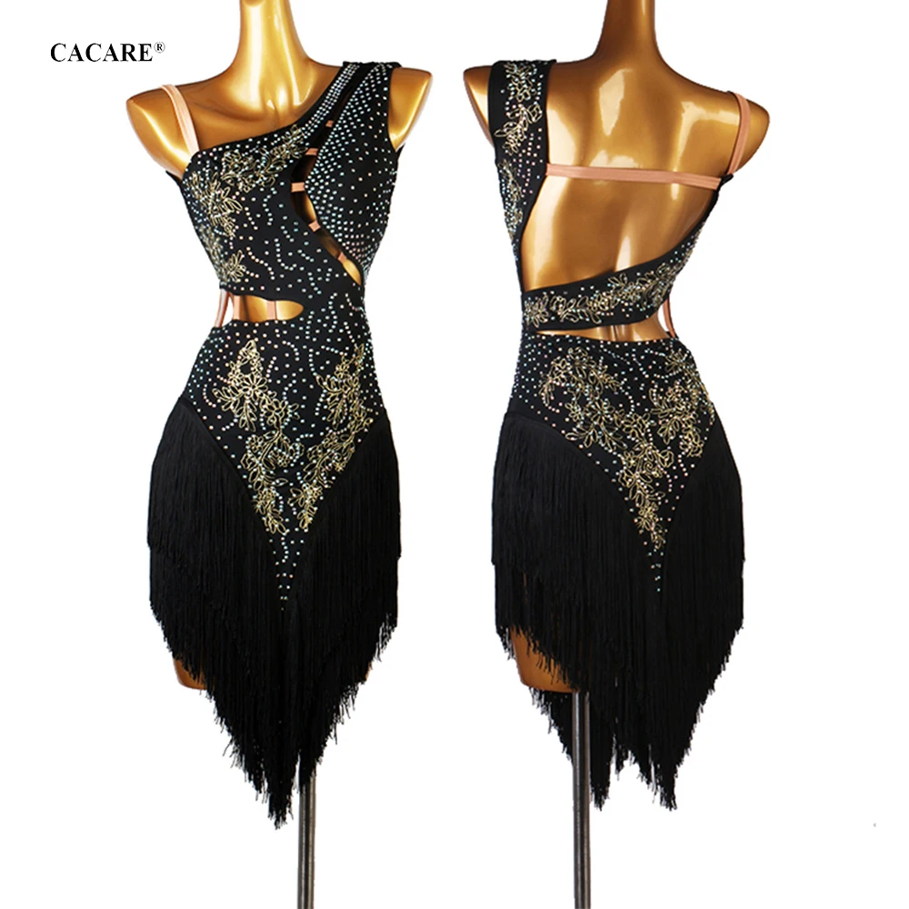 High-end Sexy Latin Dance Dress Women Latina Salsa Latin Dance Competition Dresses Fringe CHEAP Customize 0843 Backless Luxury