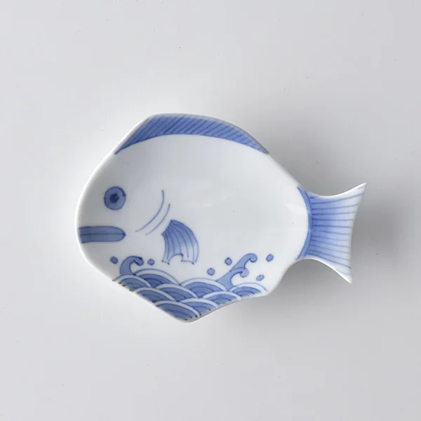 Spot three Japanese imports type field burning hand-painted bream fish dish of plating ceramic plates dip disc type