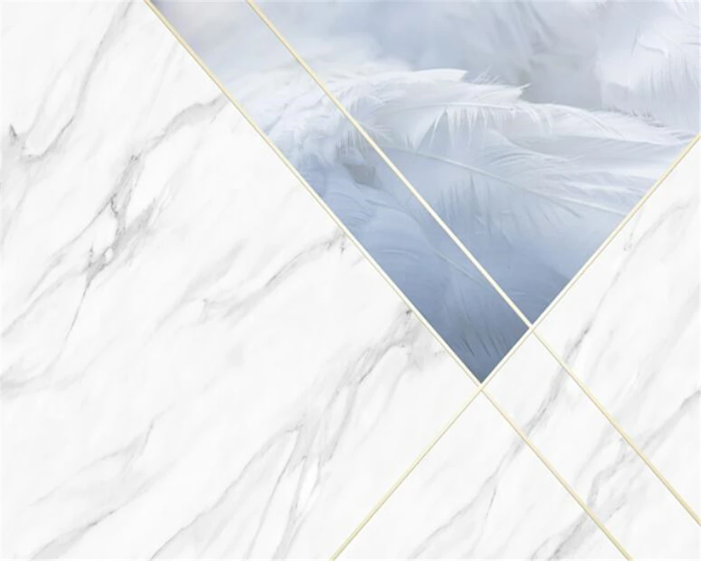 

Custom modern wallpaper simple living room wall covering mural environmental protection high quality Marble feather 3d wallpaper