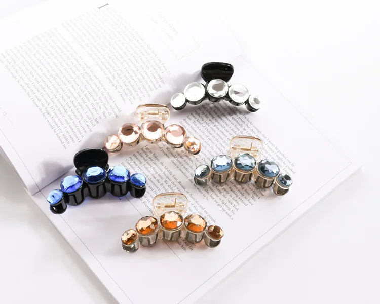 Women crystal Hair Crab Plastic Hair Claws Clamp Resin Barette Top Gripper Crystal Rhinestone Pearl Hairpins Hair Clip