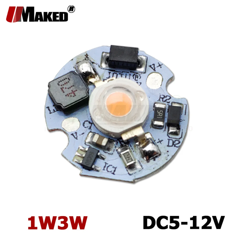 DC5-12V LED PCB Installed 1W 3W LED Chip SMD COB Doide Warm Cool White Red Green Blue Yellow 660 440 UV Growlight D20MM 12V Lamp