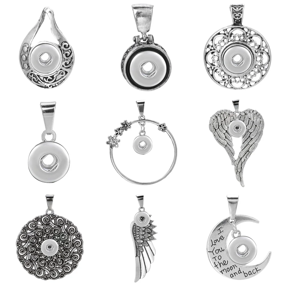 10pcs/lot Wholesale Snap Jewelry Pendant Metal Rhinestone Crystal Mini 12mm Snap Button Necklace Pendant DIY Snaps Jewelry